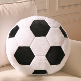 Yhoelata Plush Football Seat Cushion, Fluffy Football as Soft Sports Ball, Creative Room Decoration for Children's Room, Football Gifts for Boys, 35 x 35 cm