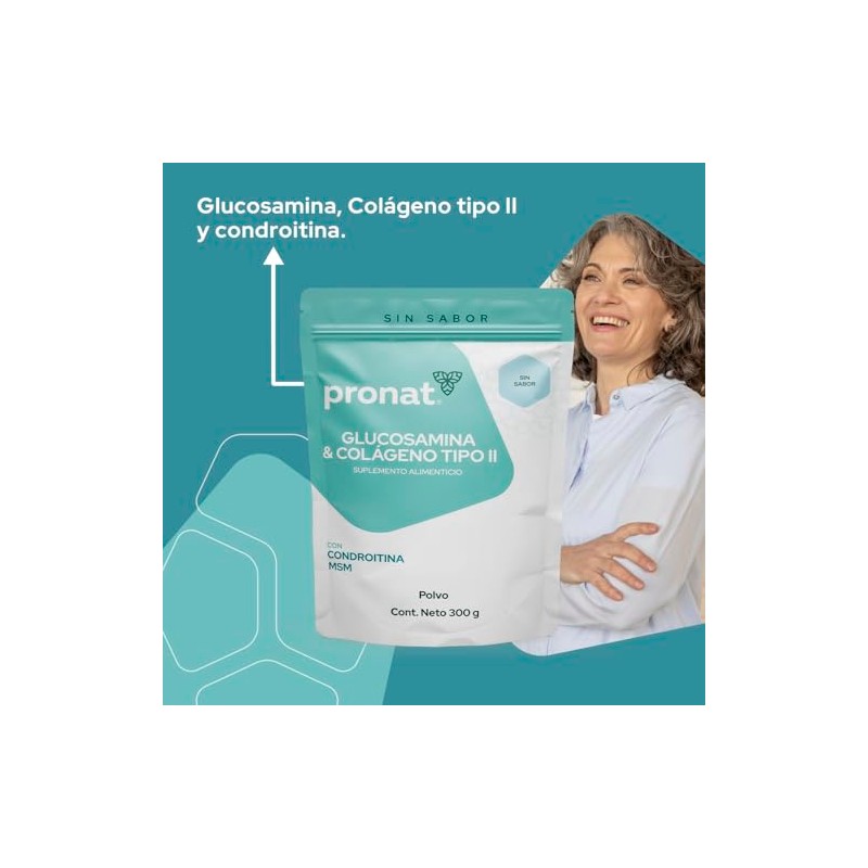 PRONAT | Glucosamina & Colágeno Tipo II Sin Sabor 300