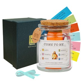 Bible Verse Jar, Color Coded Bible Verses in a Jar, Christian Gifts for Women,Easter Decorations, Mother's Day Gifts(Light Blue)