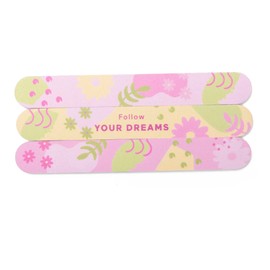 Cait & Co Luxe Pink Emery Board Set 3-Pack Nail Files with Follow Your Dreams Message - Gentle & Effective Nail Shaping & Smoothing - Stylish Floral Design