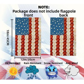 American Garden Flag,4th of July Decoration,Myosotis Poppy Memorial Day Garden Flags 12x18 Inch Double Sided Outside, Patriotic Flag Yard Outdoor Summer Spring Flags