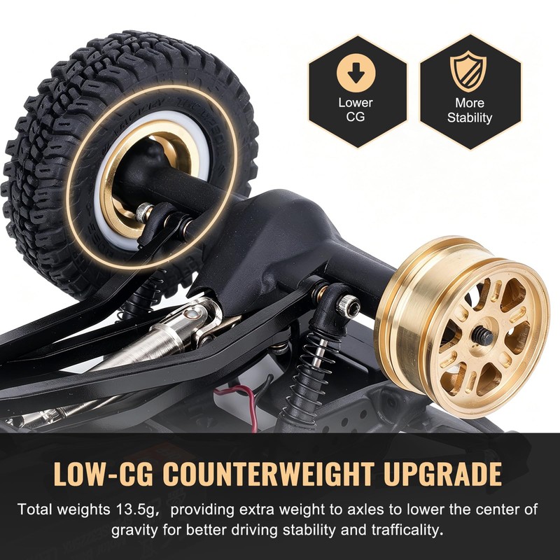 HobbyPark Brass Wheel Weights Set for 1/30 Axial SCX30 Crawler