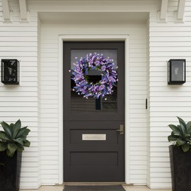 Sggvecsy Lavender Wreath for Front Door 22 Inch Purple Daisy Wreath Spring Summer Wreaths Artificial Wild Flower Greenery Leaves Wreath for All Seasons Farmhouse Home Wall Indoor Outdoor Window Decor