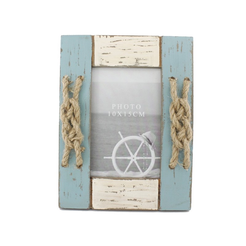 Zhenzan Frames 4x6 Inches Nautical Wood Picture Frame with Jute