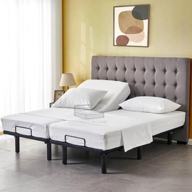 5 Piece Split California King Sheets Sets for Adjustable beds - 400 TC 100% Cotton (White Solid)