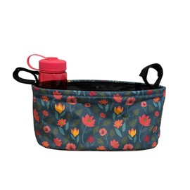 BundleBean - Buggy Organiser - Storage Bag for Pushchairs - Includes Nappy Pouch - Universal Fit with Handlebar of Any Pushchair or Stroller (Mutlicoloured Floral)