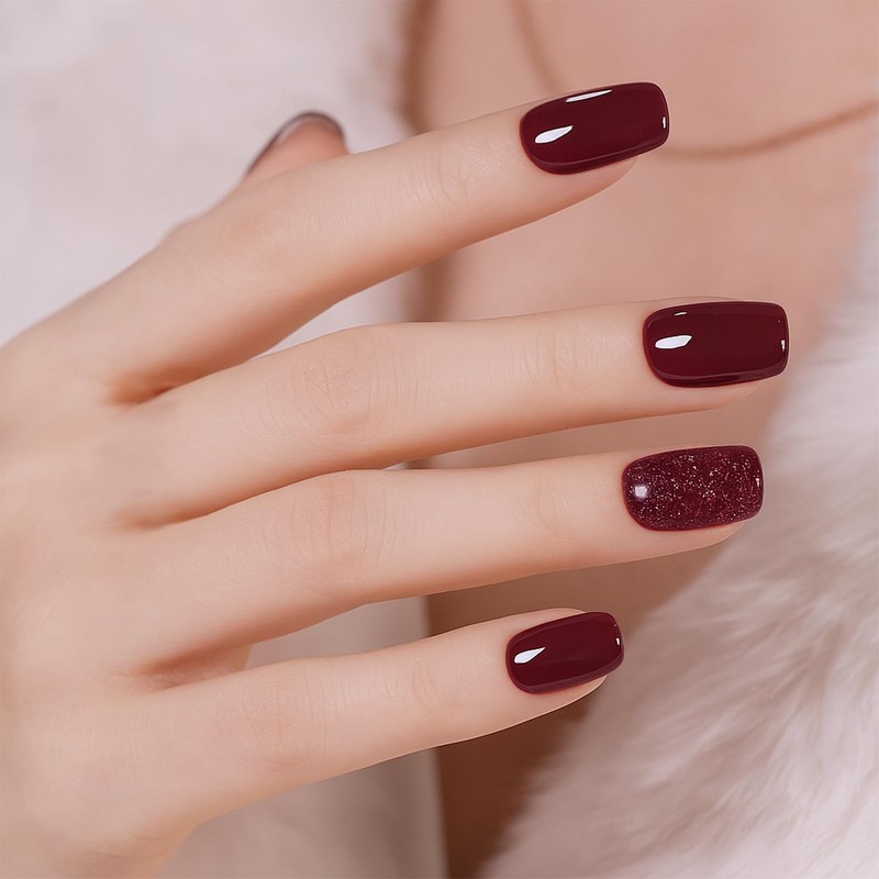 MUNSKT Nagelfolie Glitter Dunkelrot Gel Nail Nagelfolien Selbstklebend Gel Nail