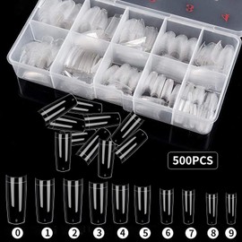 Pack of 500 Natural French Acrylic Artificial Fake Nails Art Tips with Box for Women Girls