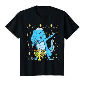 Kids Jewish Dab Dino Trex Chanukah Kids Toddler Boys Hanukkah T-Shirt