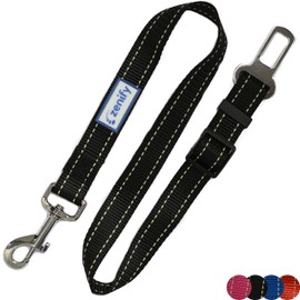 Zenify Dog Car Seat Belt Seatbelt Lead Puppy Harness - Heavy Duty Adjustable Carseat Clip Buckle Leash for Dogs Puppies Pets Travel - Pet Safe Collar Accessories Supplies Truck Safety Covers (Black)