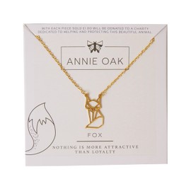 Annie Oak Geometric Fox Necklace 18 karat Gold Plated Jewellery Origami Style Womens Girls Princess Length
