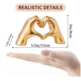 Kityemo Golden Heart Hands Resin Sculpture - Modern TV Shelf & Bookcase Decoration, Aesthetic Gold Decoration, Living Room Table Decoration, Minimalist Home Decor, Wall Art Gift