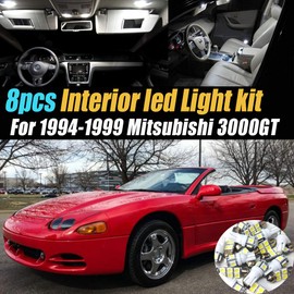 8Pc Super White 6000k Car Interior LED Light Bulb Kit Pack Compatible for 1994-1999 Mitsubishi 3000GT
