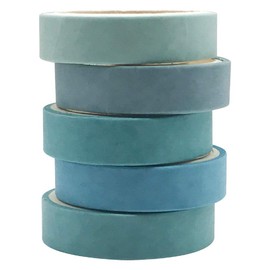 5 Rolls Vintage Blue Washi Tape Set, EnYan Japanese Masking Decorative Tapes for DIY Crafts and Arts Bullet Journal Planners Scrapbooking Adhesive