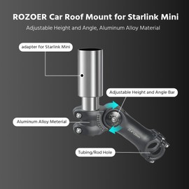 ROZOER Car Roof Mount for Starlink Mini - Adjustable Height and Angle RV Mount-Installation Range 0.9"-1.1" (161mm-25.4mm)
