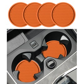 Flaconi 4PCS Car Coasters,Car Cup Holder Insert,Car Coasters for Cup Holders,Interior Car Accessories Car Cup Coaster,2.75" Anti Slip Cup Mat for Women and Men,Fit for Most Cars Trucks SUVs (Orange)