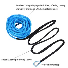 Ucreative 1/4 Inch x 50 Feet Synthetic Winch Rope 10,000LBs Line Cable with Hook and Stopper for ATV UTV (Blue)