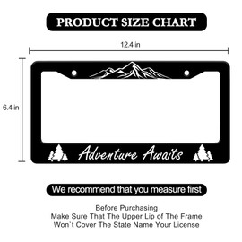 Adventure Awaits License Plate Frame - 2 PCS Mountain Tree Aluminum Metal License Plate Frames Holder Covers, Rust-Proof Waterproof Car Decorative Tag Frames for Standard Us 12x6 Inch