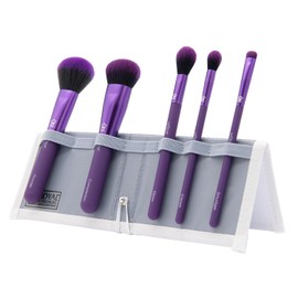MODA Total Face Purple 6pc Makeup Brush Kit – Travel Eye Brush Set in Portable Flip Case
