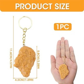 Aczyqws Simulation chicken nugget model key chain, children's food and play, realistic chicken nugget model, ring key chain,funny keyring