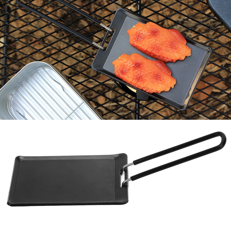 Portable Grill Pan with Handle Non Stick Barbecue Plate Camping