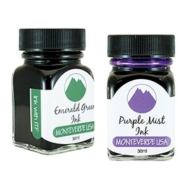Monteverde 60ml Core Fountain Pen Ink Bottle (30ml Emerald Green Ink Bottle G309EG, 30ml Purple Mist Ink Bottle G309PM)