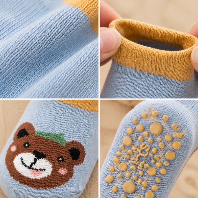 Kids Cotton Non-Slip Socks for Toddlers – Cute Cartoon Animal