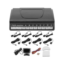 Hihaha Auto Vehicle Reverse Backup Radar System LCD Distance Display Reverse Parking Sensors Distance Detection 8 Parking Sensors Black
