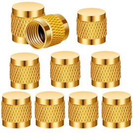 YUIEE HVAC Valve Caps, 1/4 Flare Solid Brass Cap, 100% Leak-Proof Refrigerant Locking Caps for HVAC System, AC Service Valve Cap Pack of 10