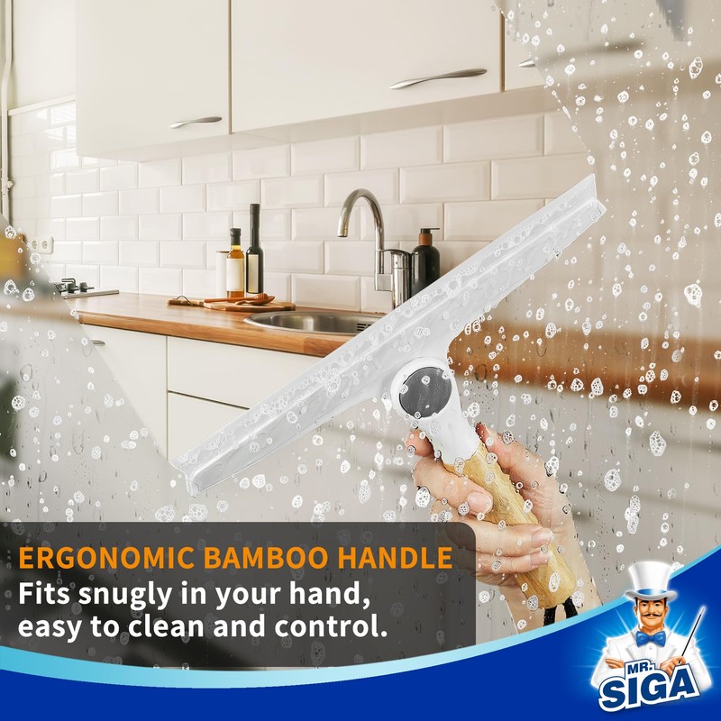 MR.SIGA All Purpose Silicone Squeegee for Shower Door, Mirror, Glass,