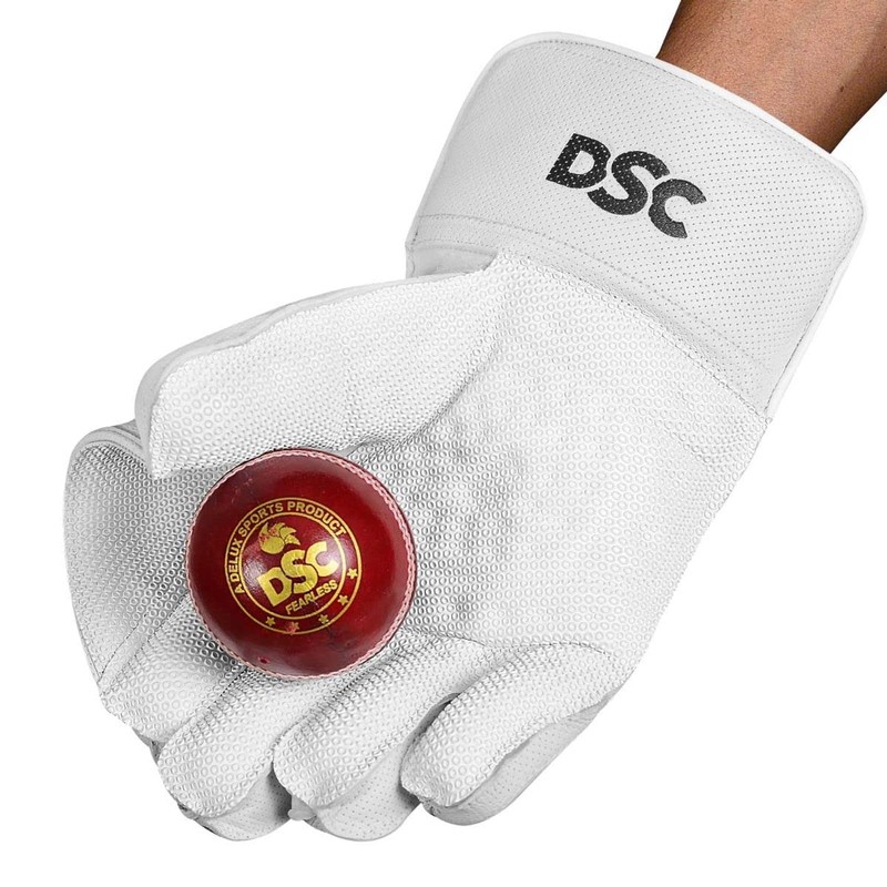 DSC Split Players Wicket Keeping Gloves (White and Green, Youth)