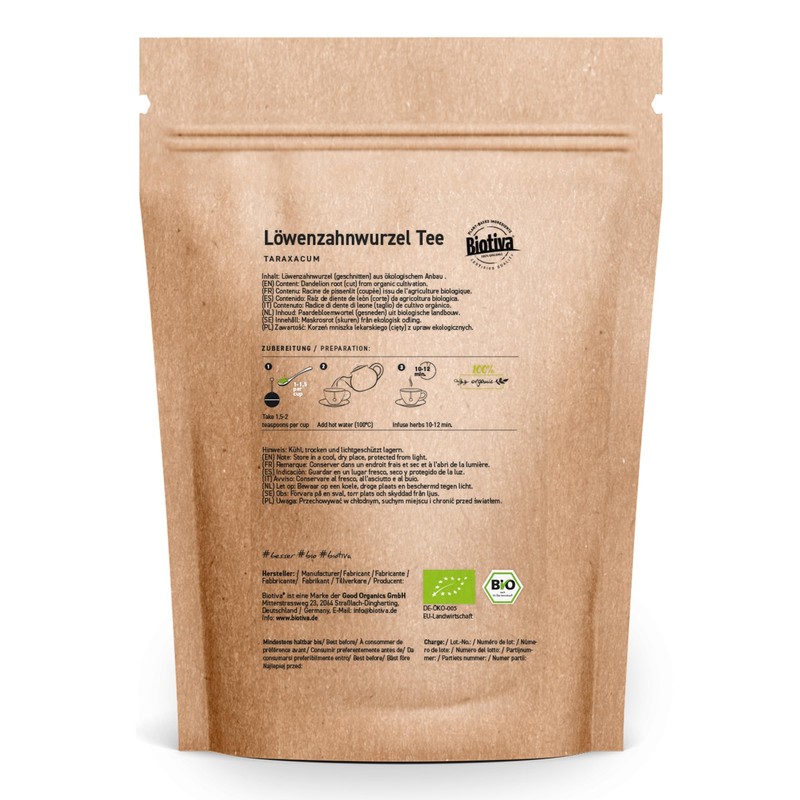 Dandelion Root Tea Organic 250 g - Taraxacum Officinale Cut