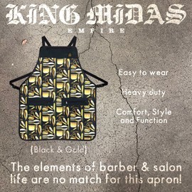 King Midas Unisex Hair Stylist Apron - Aprons Unisex for Hair Cutting and Hair Styling Black & Gold