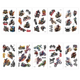 Dirt Bike Temporary Tattoo for Kids - 60 Styles Temporary for Birthday Party Decorations Decor Favors Supplies Gifts Boys Girls Cute Fake Tattoo School Reward Themed