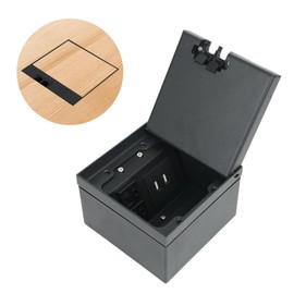 Recessed Flat Hidden Socket Kit Floor Electrical Outlet Kit Floor Socket Panel with 20A 2×AC + 2 USB-A + Type C Floor Outlet Box Socket Box Recessed Hidden Outlet Connectivity Box(Black-2 USB+AC)