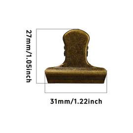 Runseaway 30Pcs 31mm Metal Binder Clips, Mini Bulldog Paper Clamps Bull Clips, Hinge Clips for Office School Home Supplies, Photos Crafts Food Bags Tags, Antique Bronze