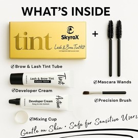 SkyroX Lash & Brow Tint Kit – Natural Black | Eyelash & Eyebrow Dye Kit for Home & Salon Use | No Henna | Easy 1:1 Mix | Long-Lasting Color | Non-Irritating Formula | 7–10 Applications