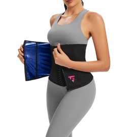 FUXERT Waist Trainer for Women Belly Fat Sweat Waist Band with Zipper Stomach Wraps Workout Belt Corset Shapewear