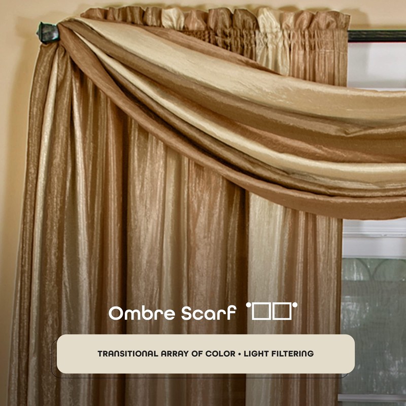 Achim Home Furnishings Ombre h Scarf, 50-Inch by 144-Inch, Sandstone