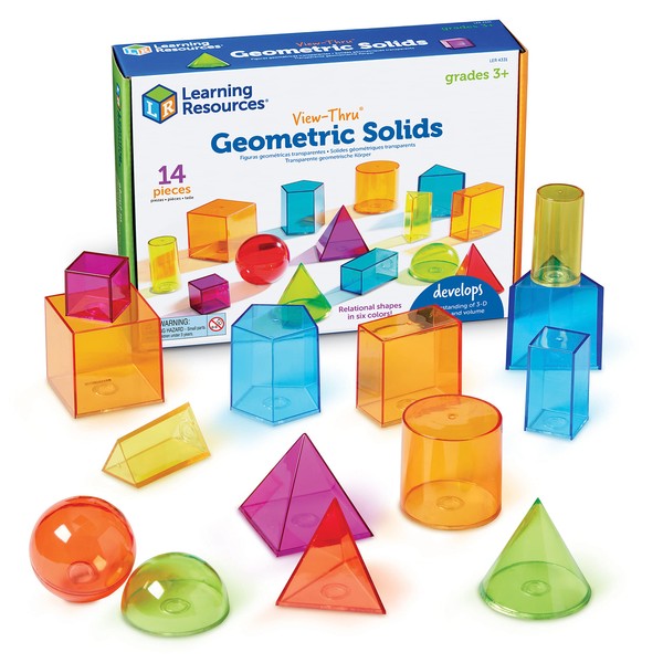 Learning Resources View-Thru Geometric Solids - Geometric Shapes, Back to School Supplies Must Haves, Math Teacher Supplies