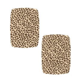 Luarisgur Bar Stool Rectangle Seat Covers Brown Leopard Print Bar Stool Chair Cover Set of 2 Stretch Stool Covers Rectangular Washable Soft Stool Slipcover Bar Chair Cover with Elastic Band