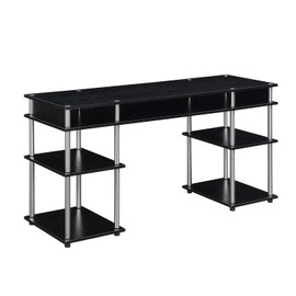 Maykoosh Eclectic Exclusivity Student Desk with Shelves: Sturdy Stainless Steel Tubes, Tool-Free Assembly for Home or Office - 59" L x 19.75" W x 30" H
