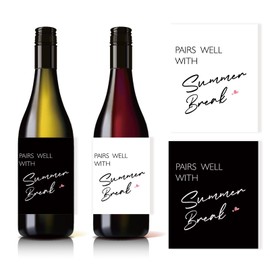 4 Pcs Summer Break Wine Label, Pairs Well with Summer Break Wine Bottle Stickers, New Job Wine Labels, New Beginning Fresh Start Wine Labels, New Home Party Decorations Supplies