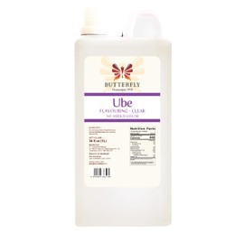 Butterfly Ube Purple Yam Flavoring, Clear Color, 34 Fl Oz (1L) – Ube Extract for Baking, Drinks, Desserts, Coffee, Ice Cream, Restaurant Size