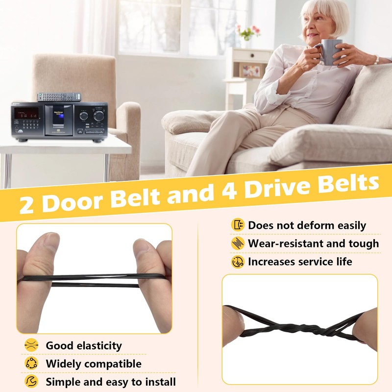 Upgrade 2 Door Belt CD Player Belts and 4 Drive