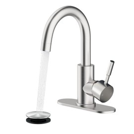 Fransiton Bathroom Faucets, Bar Sink Faucet Single Hole for Bathroom Kitchen Campers with Pop-Up Drain Hose, Suitable for Farmhouse Vanity Lavatory
