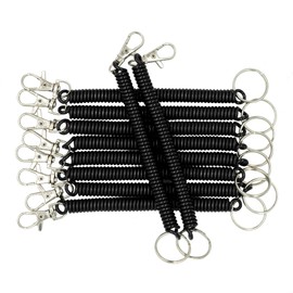 StayMax 10 Pcs Retractable Keychain Spiral Cord Holder Black