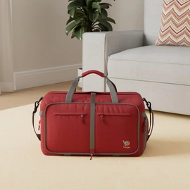 bago Duffel Bags for Traveling - 60L Spacious Duffel Bag with Shoe Compartment - Explore The World in Style & Convenience - Durable, Lightweight & Foldable Travel Duffle Bag (Red)