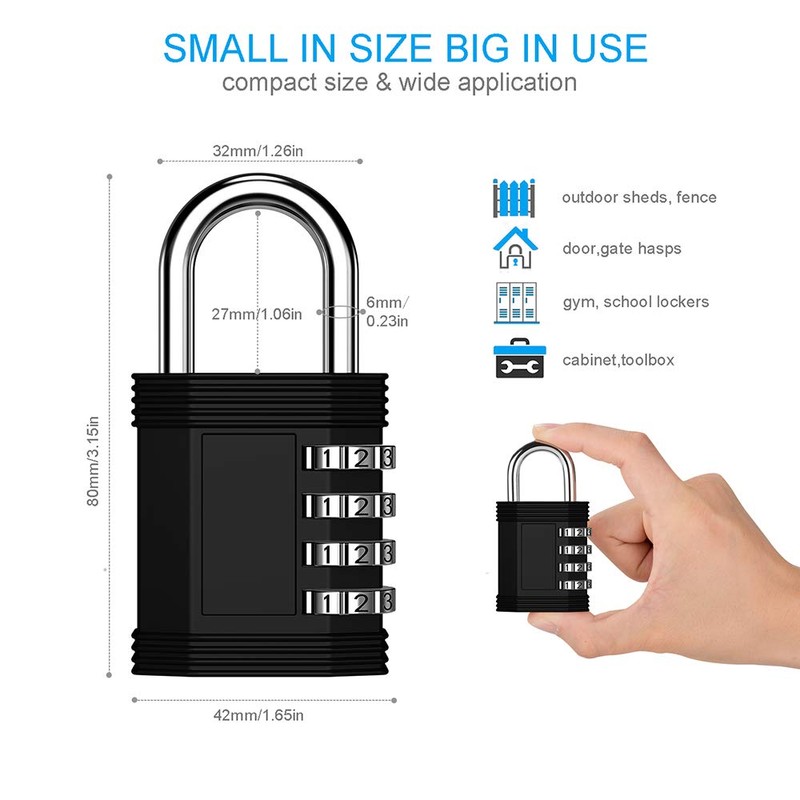 ZHEGE Combination Padlock, 4 Digit Padlock for Gym Locker, School