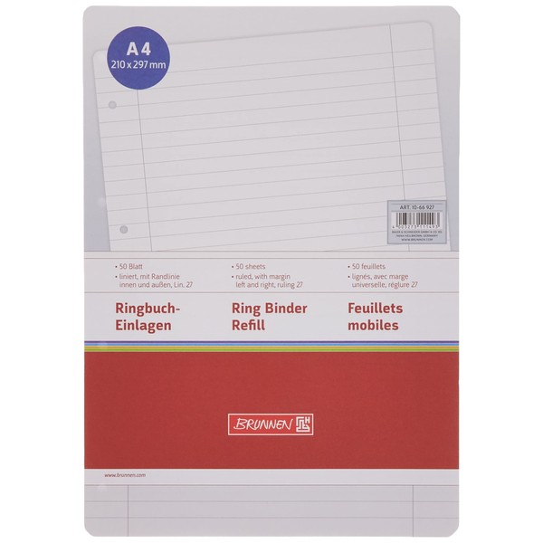 Brunnen Notepad Ruled Paper, A4, 70 g/m² Lined, White with